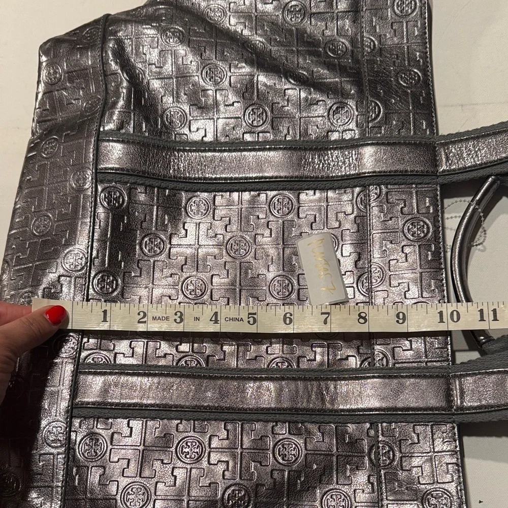 Tory Burch Shiny Black Embossed Tote